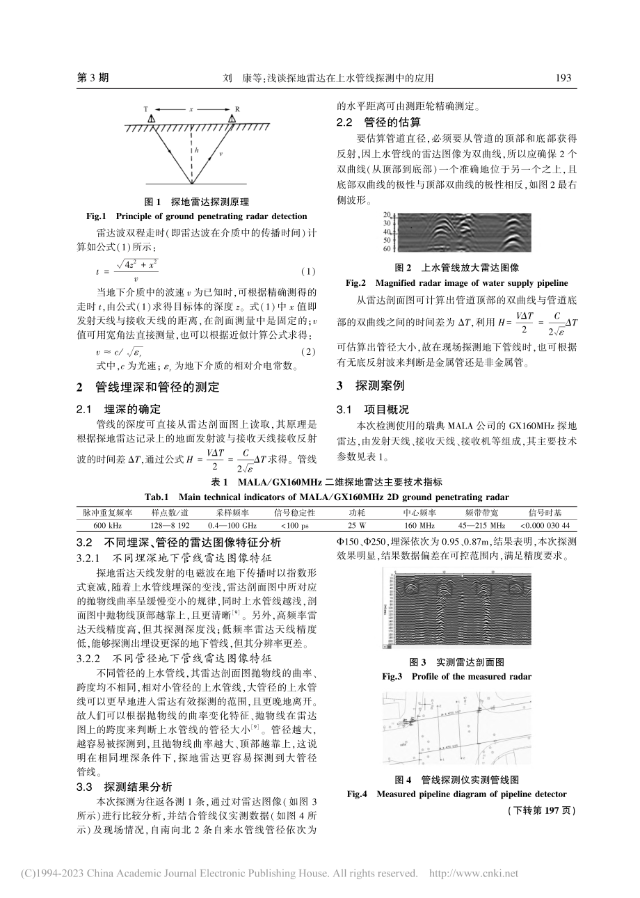 浅谈探地雷达在上水管线探测中的应用_刘康.pdf_第2页