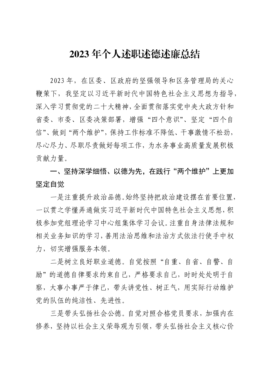 2023年个人述职述德述廉总结.docx_第1页