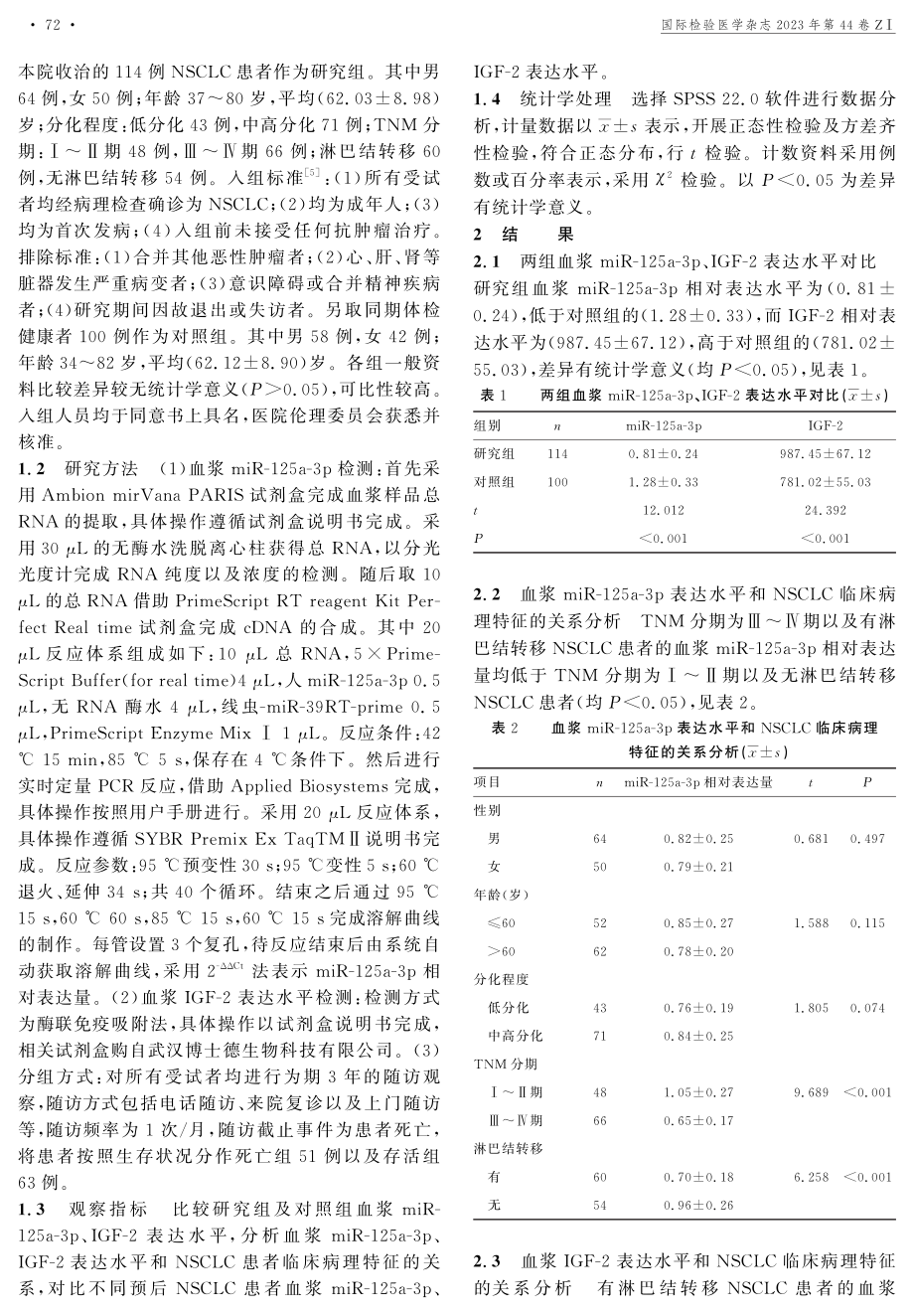 miR-125a-3p、IGF-2在NSCLC患者血浆中的表达水平及检验.pdf_第3页