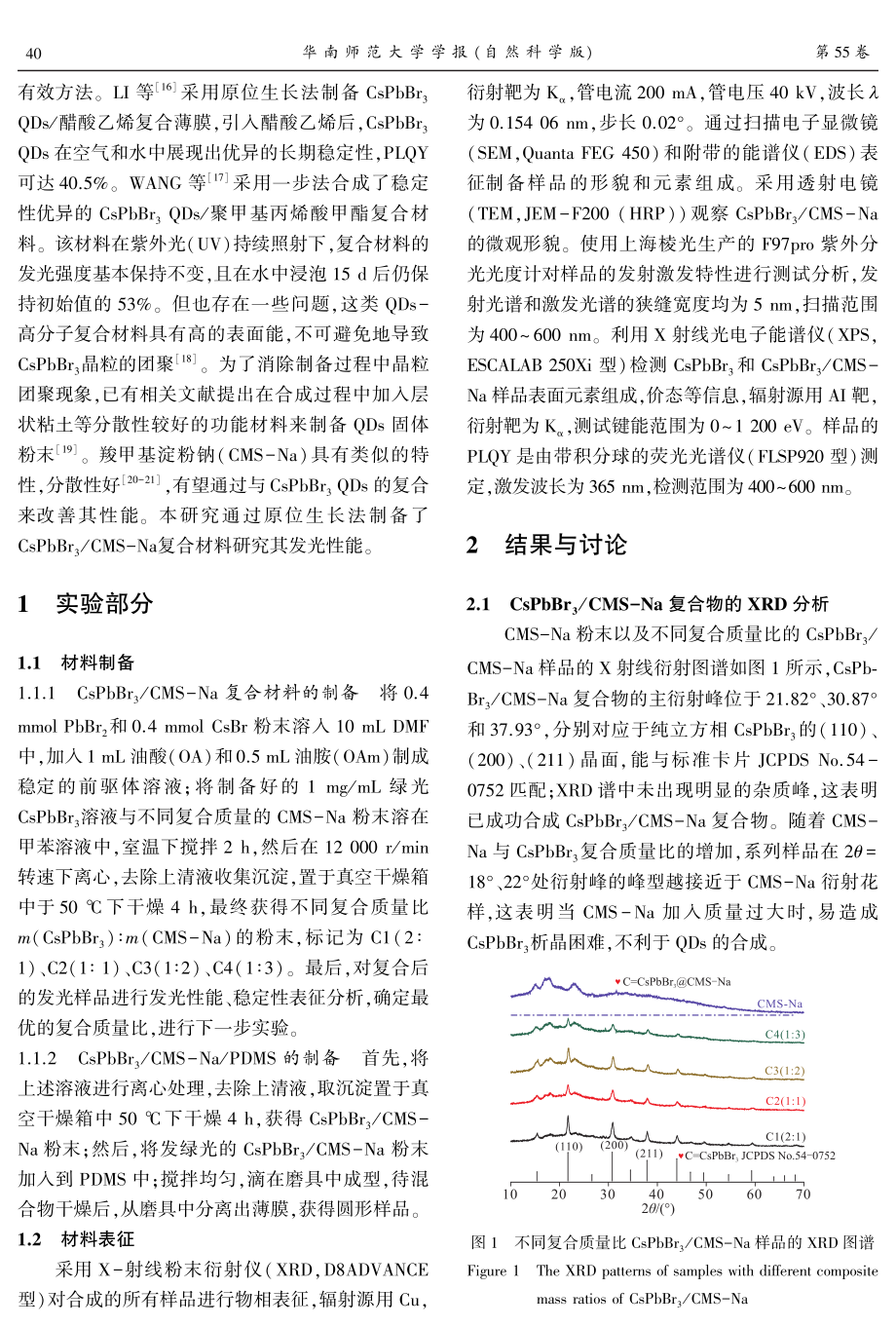 CsPbBr_%283%29_CMS-Na淀粉钠复合材料的发光性能和稳定性研究.pdf_第2页