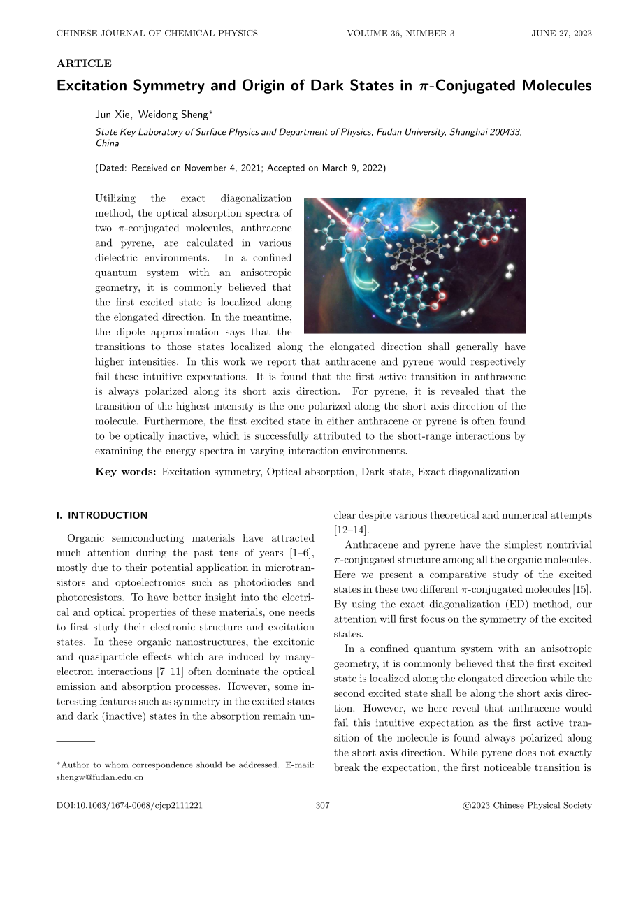 π-共轭分子中激发态的对称性与暗态的起源.pdf_第1页