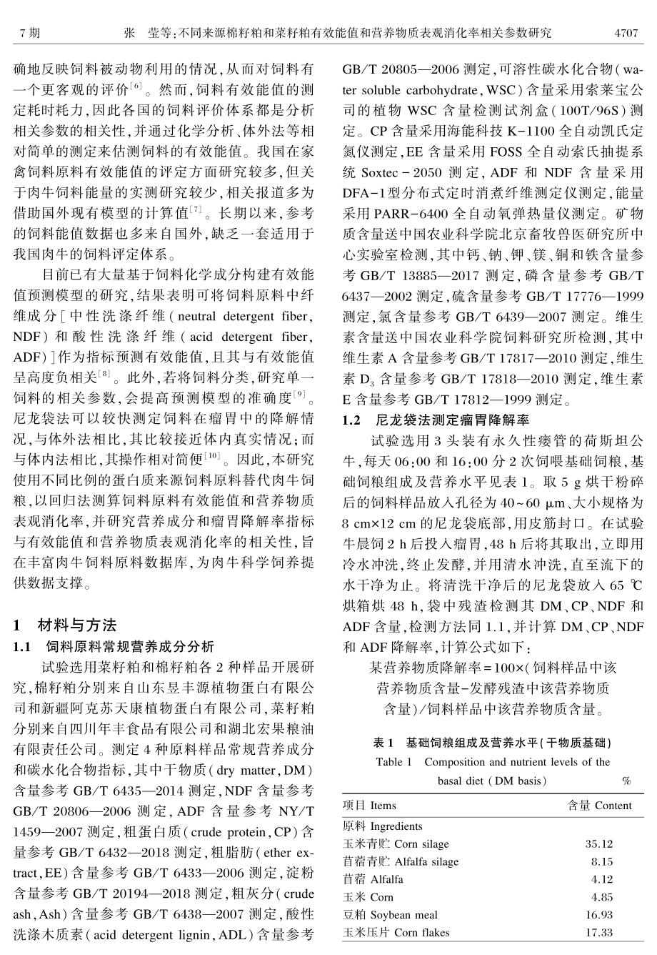 不同来源棉籽粕和菜籽粕有效能值和营养物质表观消化率相关参数研究.pdf_第2页