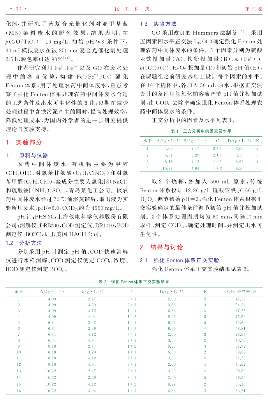 Fe%5E%280%29_氧化石墨烯强化Fenton体系处理农药中间体废水.pdf_第2页