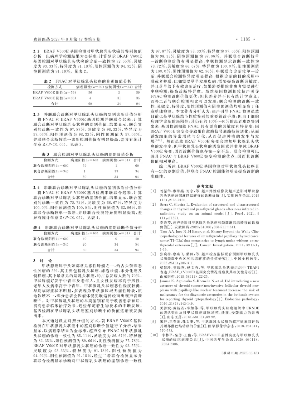 BRAF V600E基因检测在甲状腺乳头状癌患者中的诊断价值.pdf_第2页