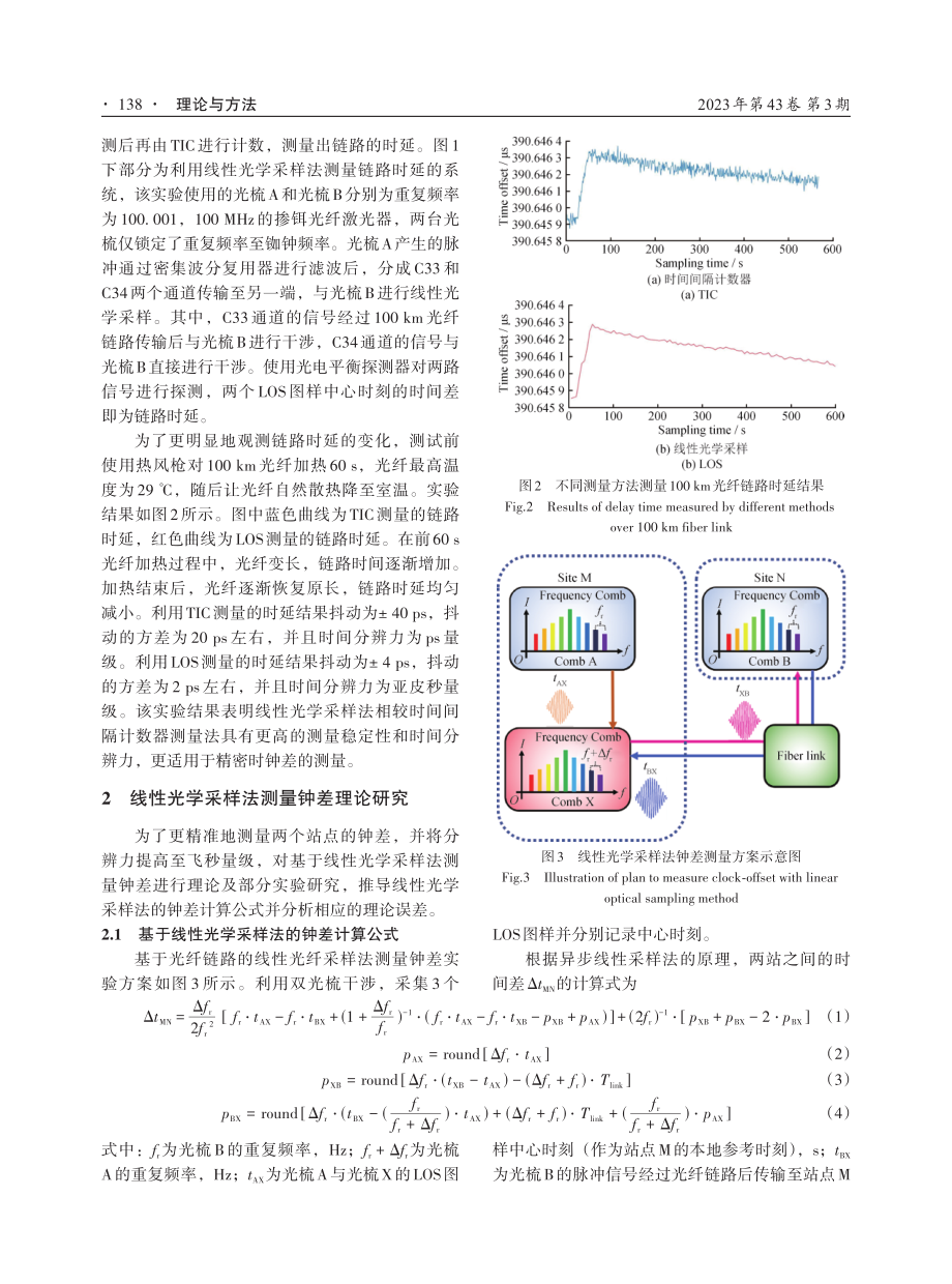 100 km光纤链路中小于100 fs分辨力的双光梳钟差测量实验研究.pdf_第3页