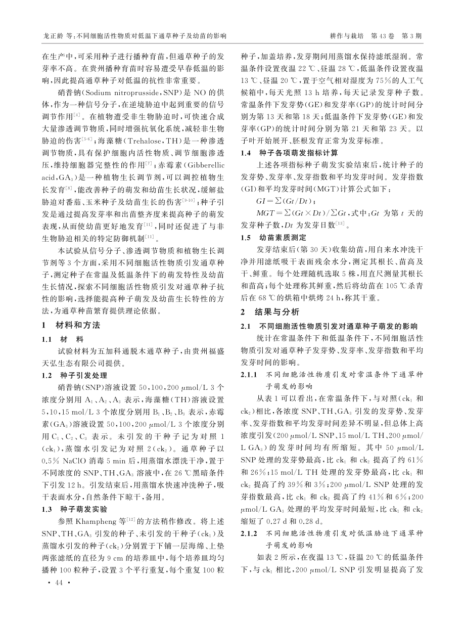 不同细胞活性物质对低温下通草种子及幼苗的影响.pdf_第2页