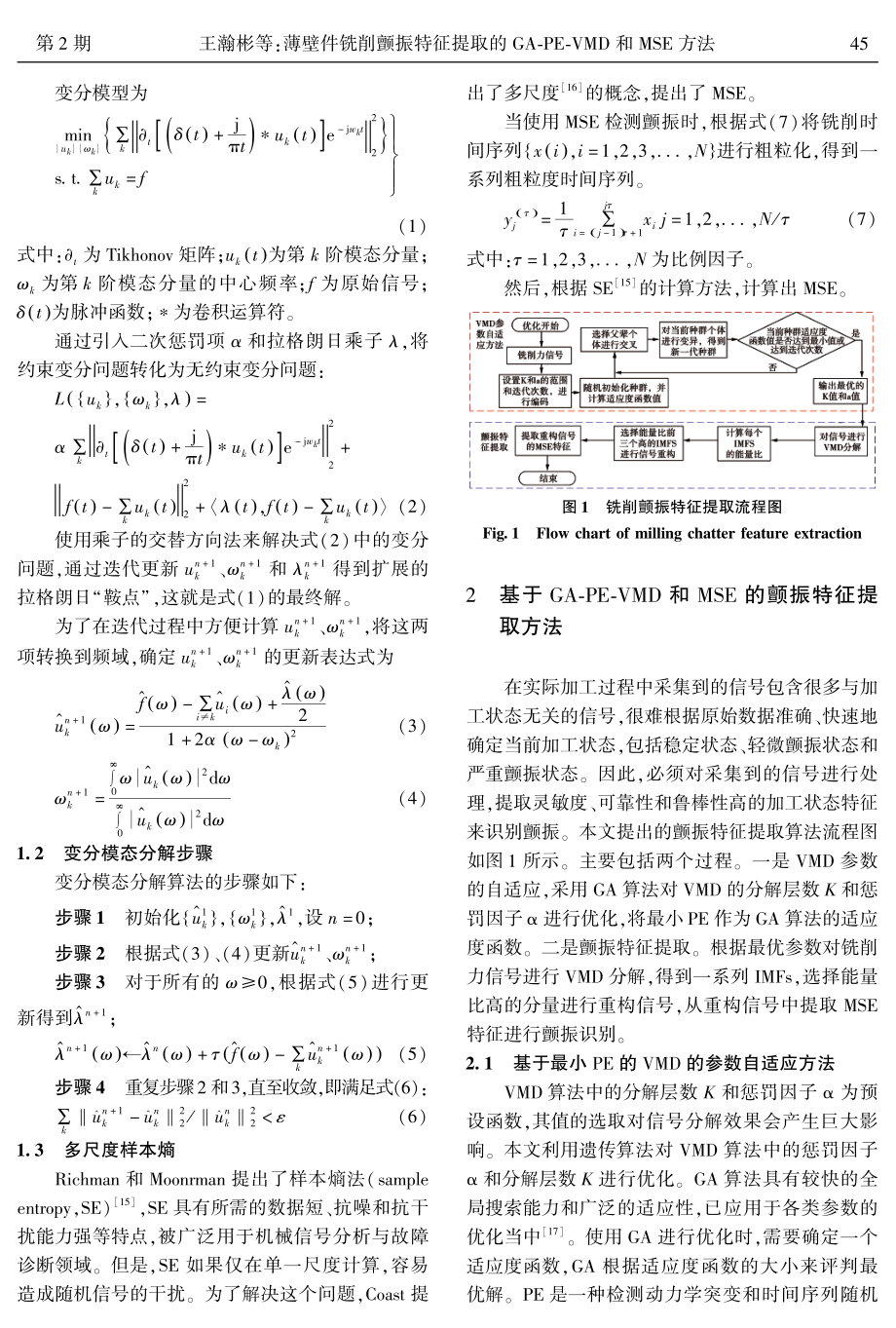 薄壁件铣削颤振特征提取的GA-PE-VMD和MSE方法.pdf_第3页