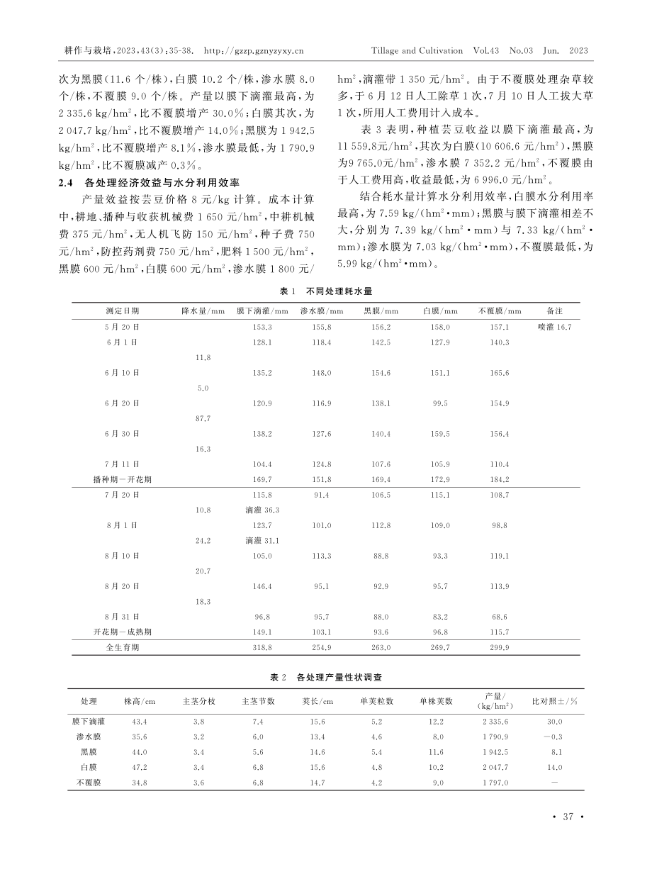 不同覆盖物对芸豆保墒效果及效益的影响研究.pdf_第3页