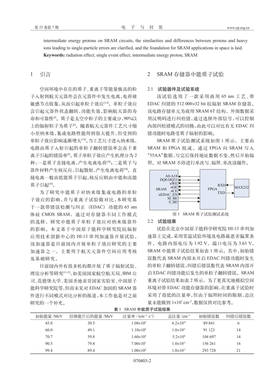 65 nm工艺SRAM中能质子单粒子效应研究.pdf_第2页