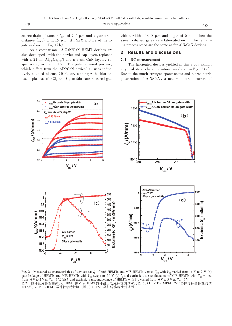 带有原位生长SiN_%28x%29绝缘层的AlN_GaN毫米波高效率MIS-HEMT器件.pdf_第3页