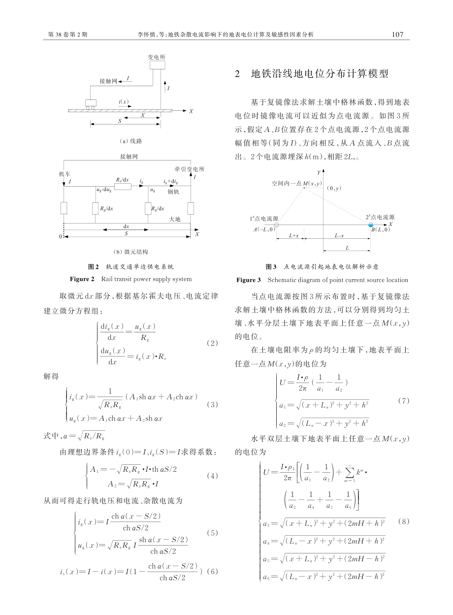 地铁杂散电流影响下的地表电位计算及敏感性因素分析.pdf_第3页