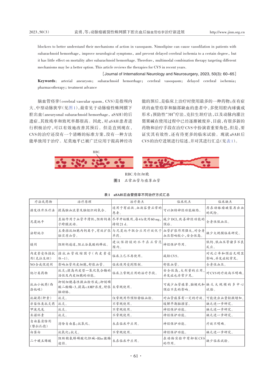 动脉瘤破裂性蛛网膜下腔出血后脑血管痉挛治疗新进展.pdf_第2页