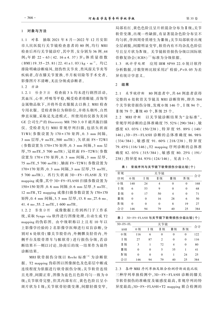 MRI多联合成像技术对膝关节软骨损伤的诊断效能.pdf_第2页