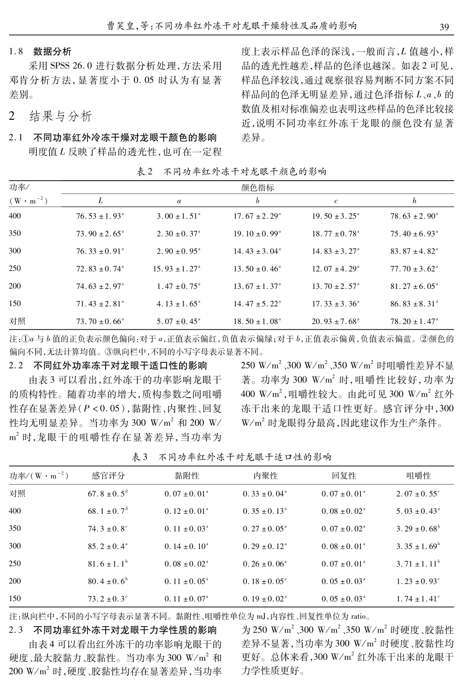 不同功率红外冻干对龙眼干燥特性及品质的影响.pdf_第3页