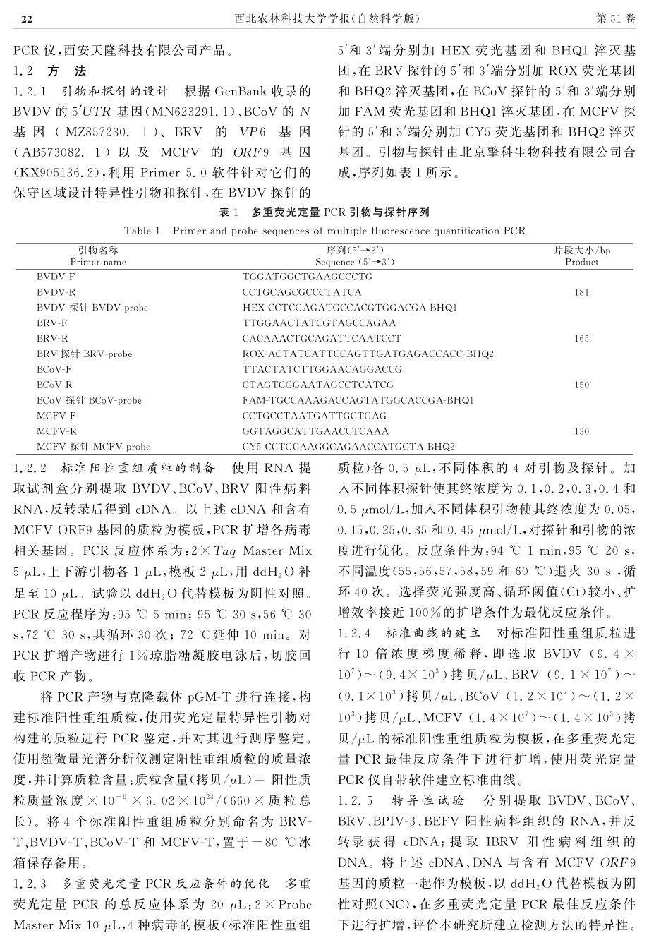 4种致牛腹泻病毒多重荧光定量PCR检测方法的建立及应用.pdf_第3页