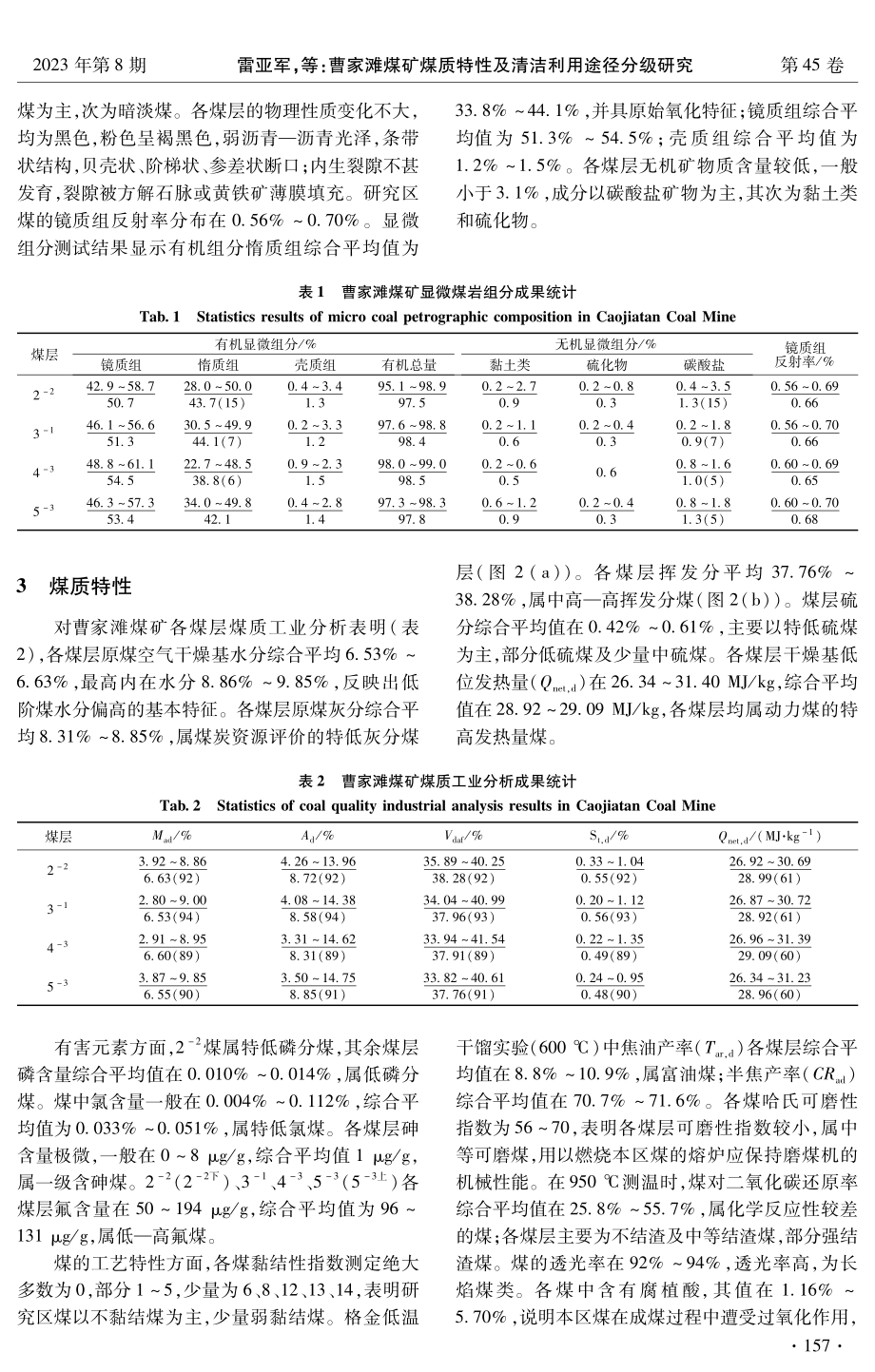 曹家滩煤矿煤质特性及清洁利用途径分级研究.pdf_第3页