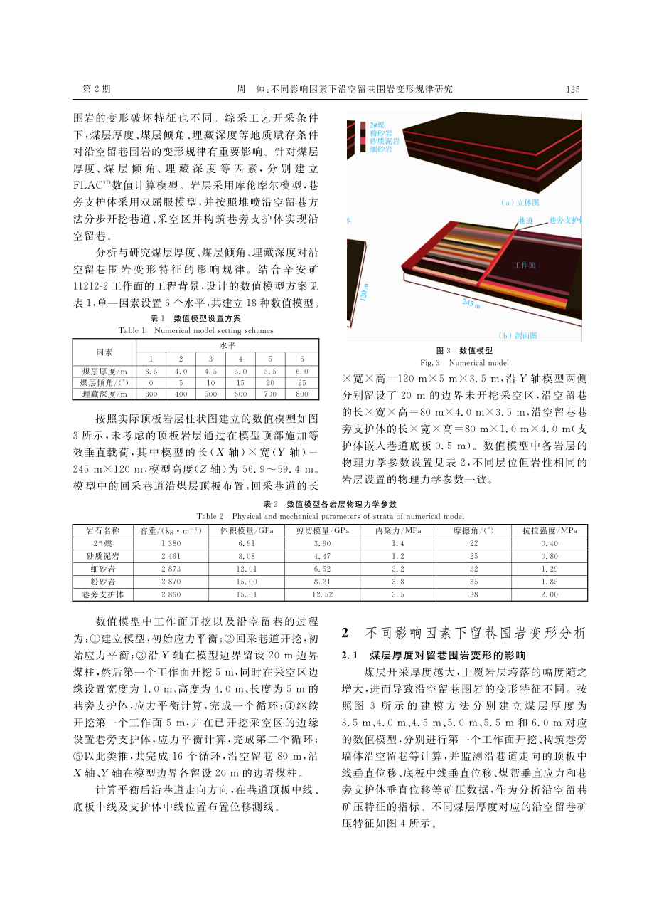 不同影响因素下沿空留巷围岩变形规律研究.pdf_第3页