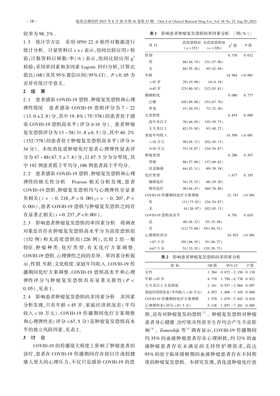 COVID-19对消化道肿瘤患者调整化疗方案后心理状态的影响调查.pdf_第3页