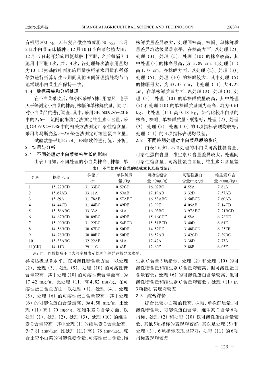 不同氨基酸叶面肥对小白菜生长及品质的影响.pdf_第2页