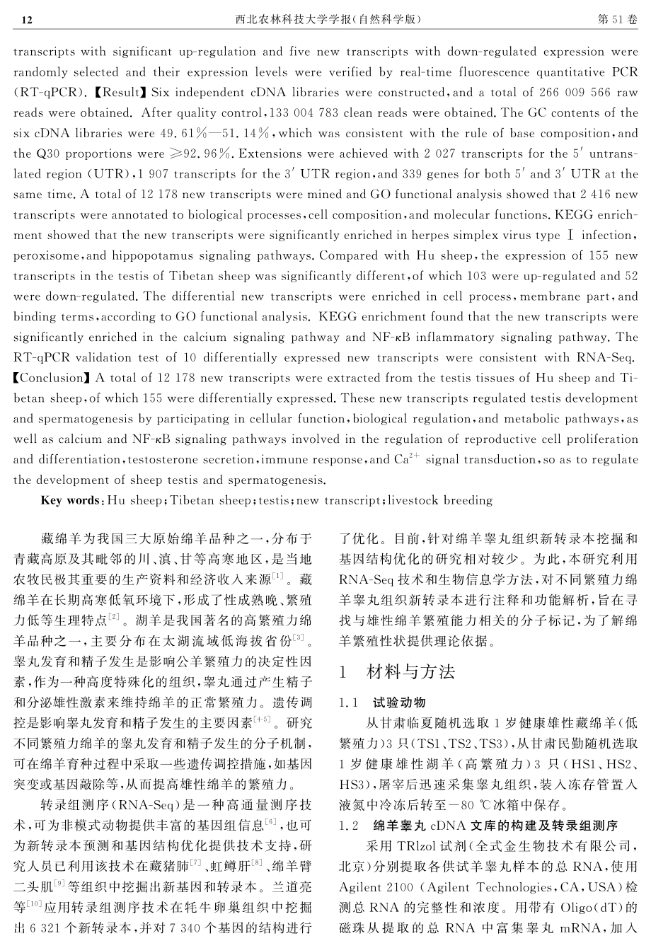 不同繁殖力绵羊睾丸组织新转录本注释及功能解析.pdf_第2页