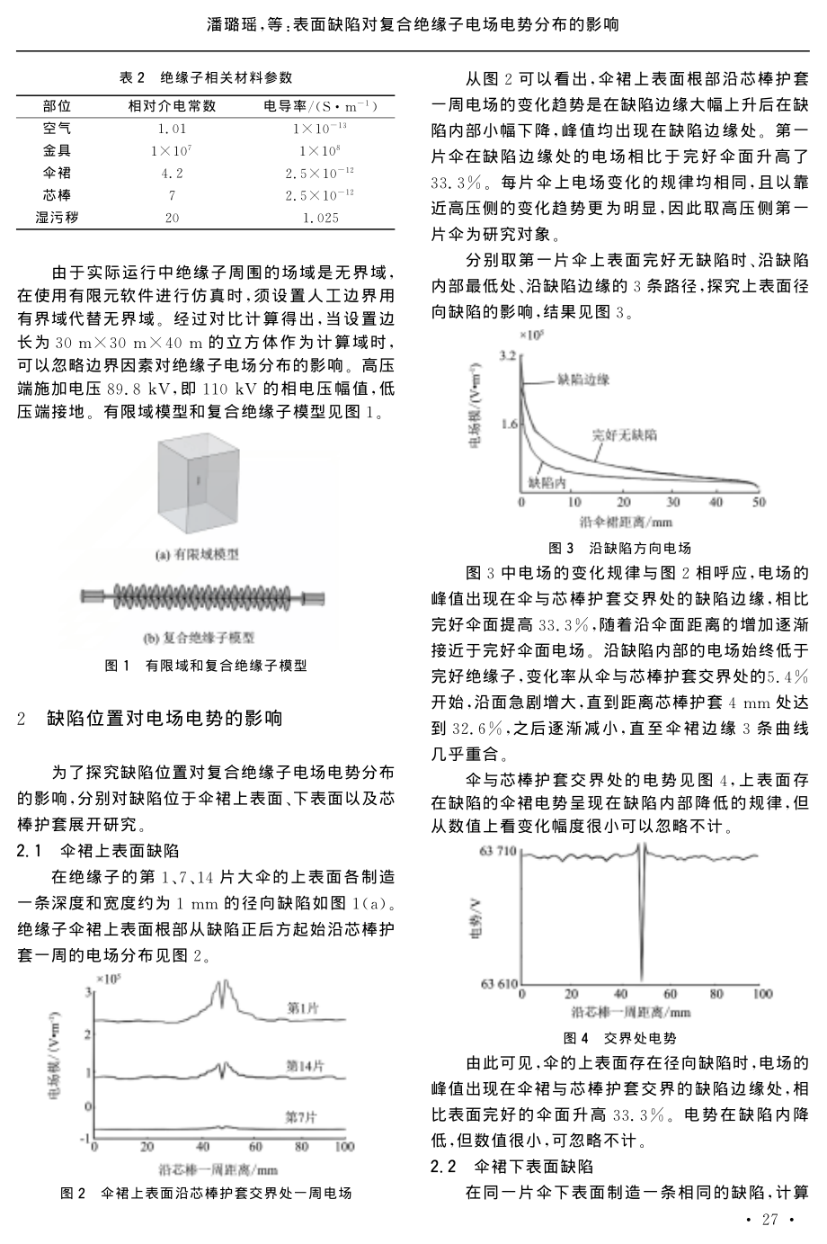 表面缺陷对复合绝缘子电场电势分布的影响.pdf_第2页