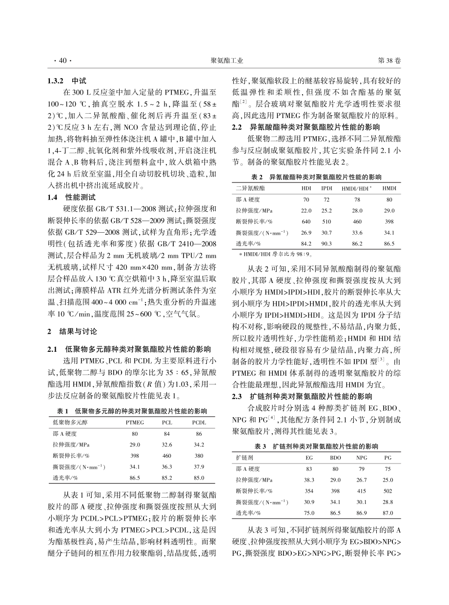 层合玻璃用透明聚氨酯胶片的研制.pdf_第2页