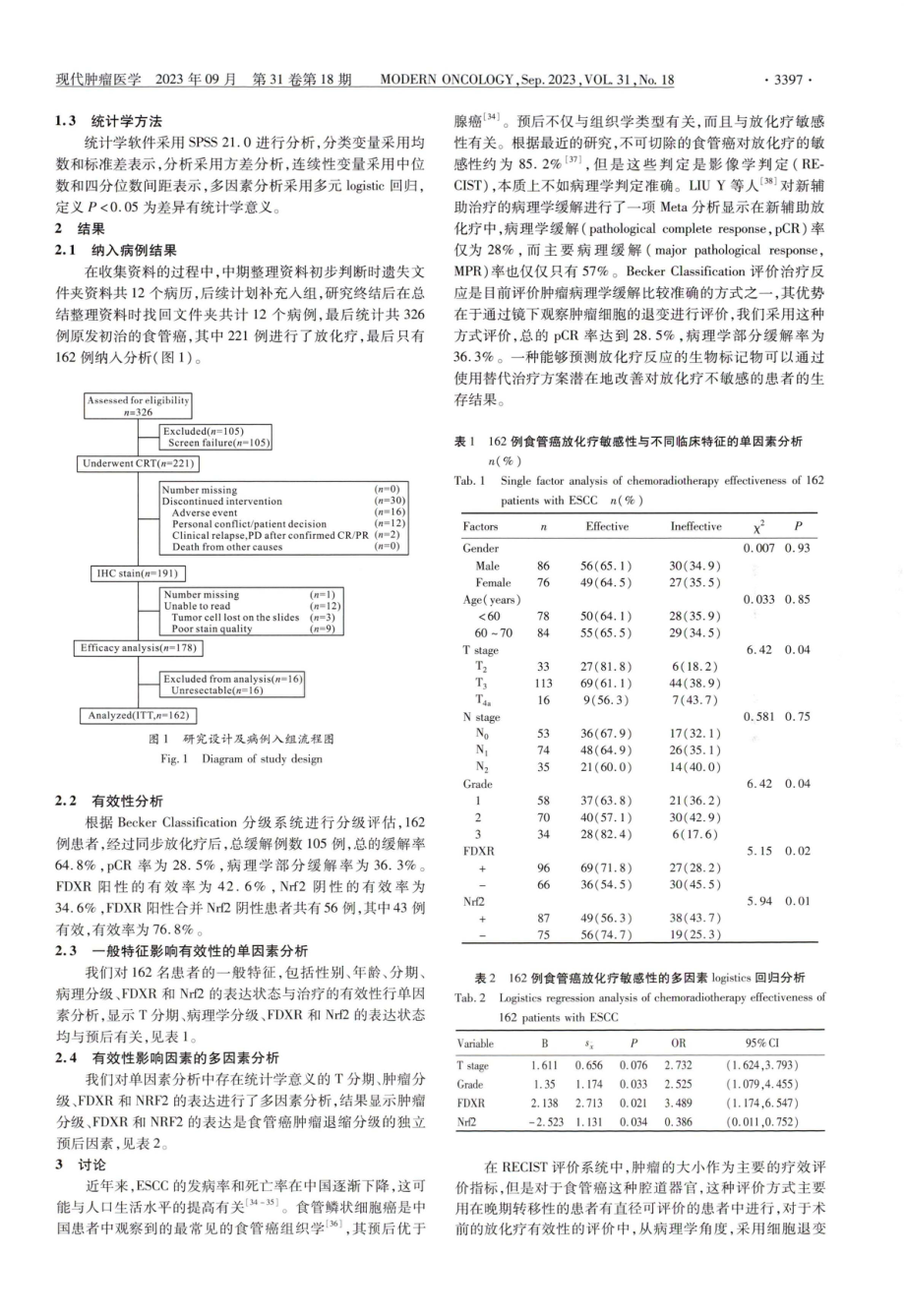 FDXR联合Nrf2预测食管癌新辅助放化疗的敏感性研究.pdf_第3页