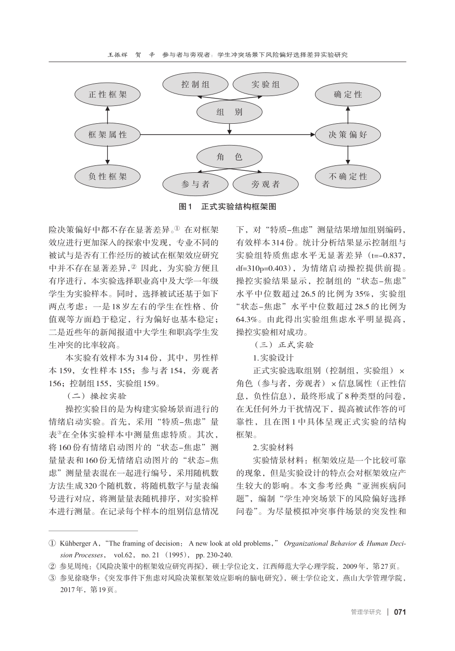 参与者与旁观者：学生冲突场...下风险偏好选择差异实验研究_王振辉.pdf_第3页