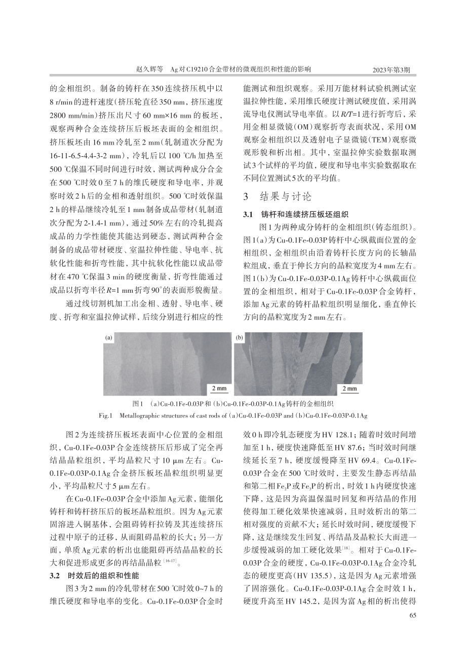 Ag对C19210合金带材的微观组织和性能的影响.pdf_第2页