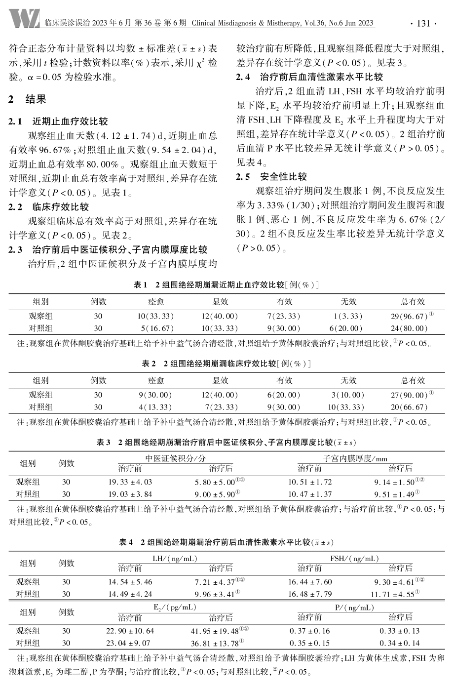 补中益气汤合清经散治疗围绝经期崩漏临床效果观察.pdf_第3页