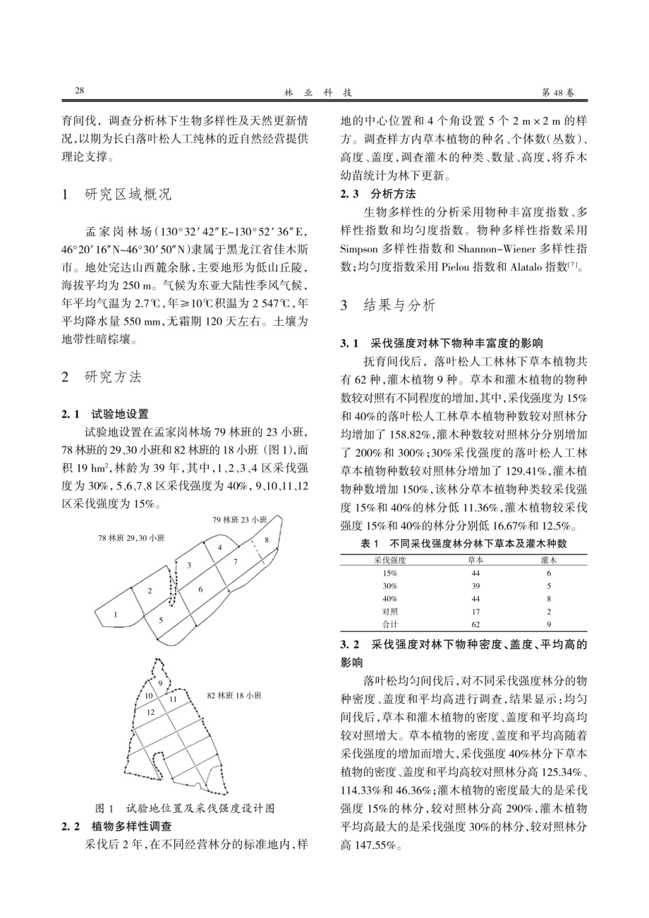 采伐强度对长白落叶松人工林植物多样性的影响.pdf_第2页