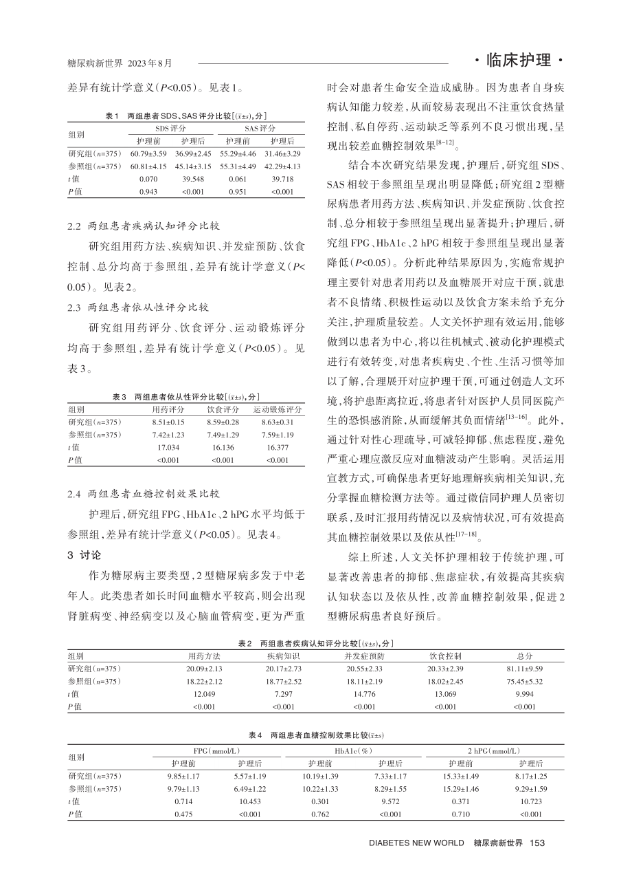 2型糖尿病患者实施人文关怀护理的效果.pdf_第3页