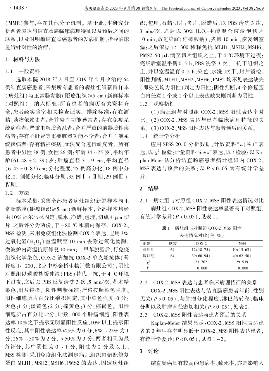 COX-2、MSS表达与结直肠癌临床病理特征及其预后的相关性研究.pdf_第2页