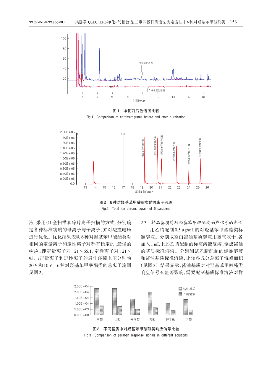 QuEChERS净化-气相色谱_三重四极杆质谱法测定酱油中6种对羟基苯甲酸酯类.pdf_第3页