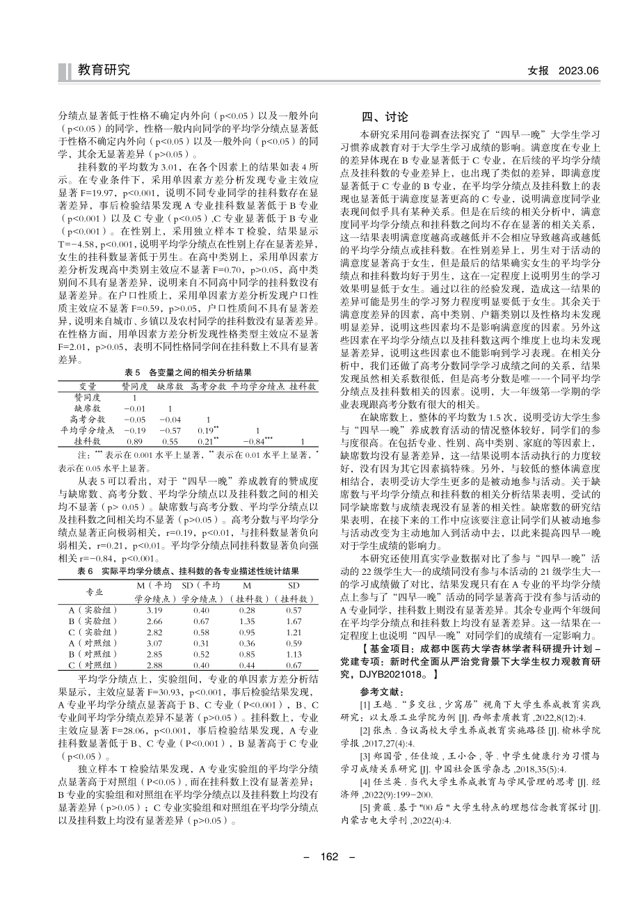 “四早一晚”大学生养成教育对大学生学业表现的影响.pdf_第3页