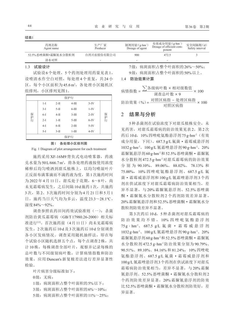 5种杀菌剂防治甜瓜霜霉病效果评价.pdf_第3页