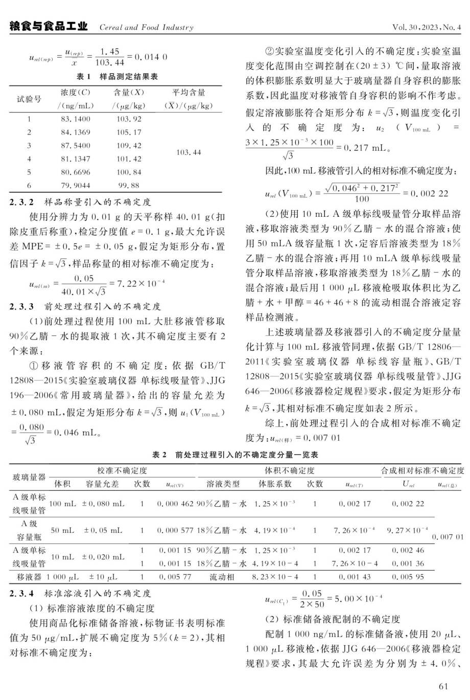 HPLC法测定玉米粉中玉米赤霉烯酮的不确定度评.pdf_第3页