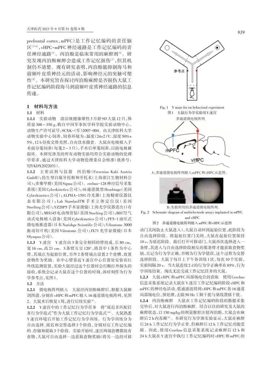 丙泊酚麻醉损伤工作记忆编码海马-前额叶皮质网络信息传递的研究.pdf_第2页