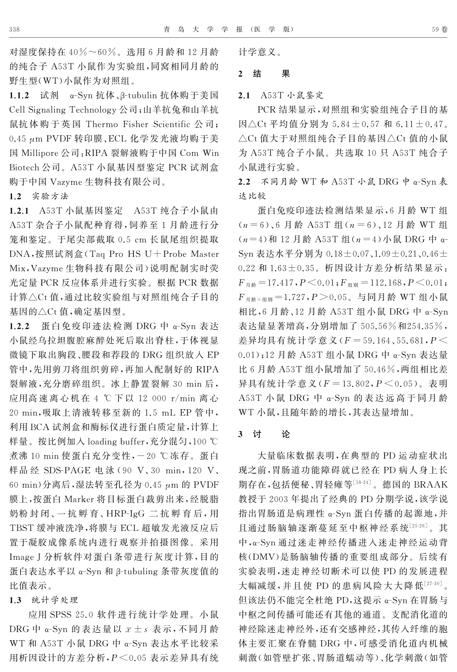 不同月龄A53T小鼠背根神经节中α-Syn表达变化.pdf_第2页