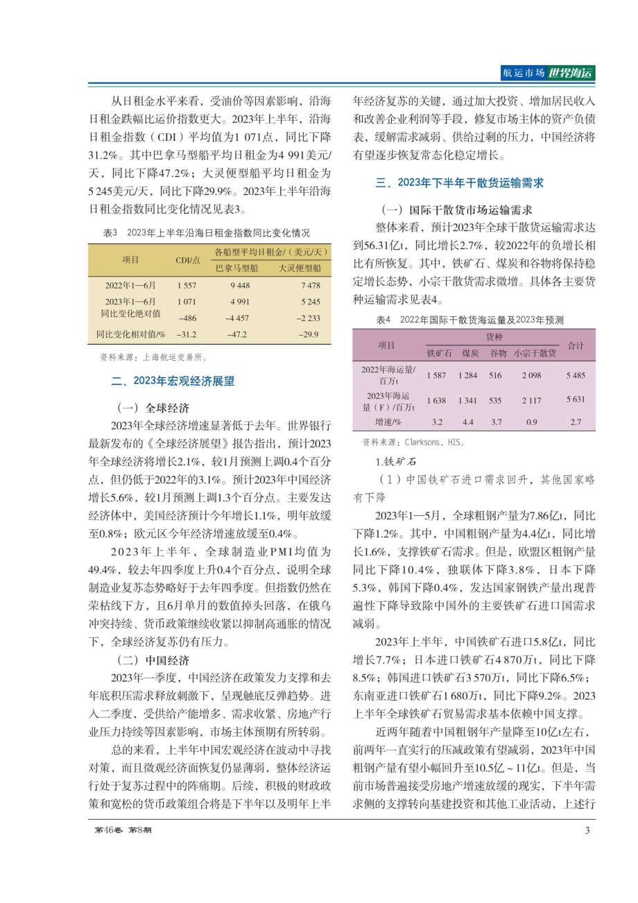 2023年上半年干散货航运市场回顾及下半年展望.pdf_第3页