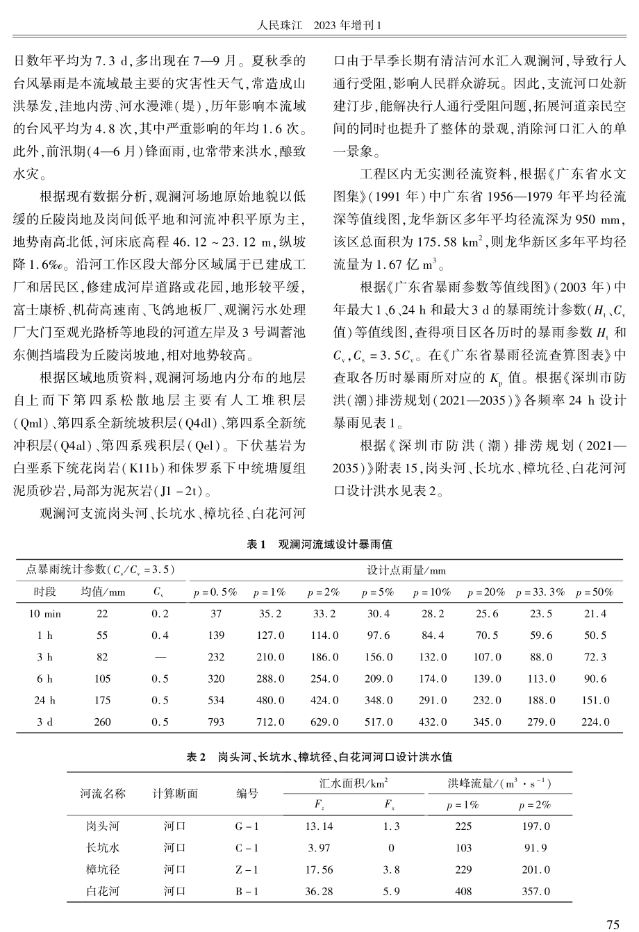 MIKE11模型在河道防洪评价中的应用研究——以深圳市观澜河为例.pdf_第2页