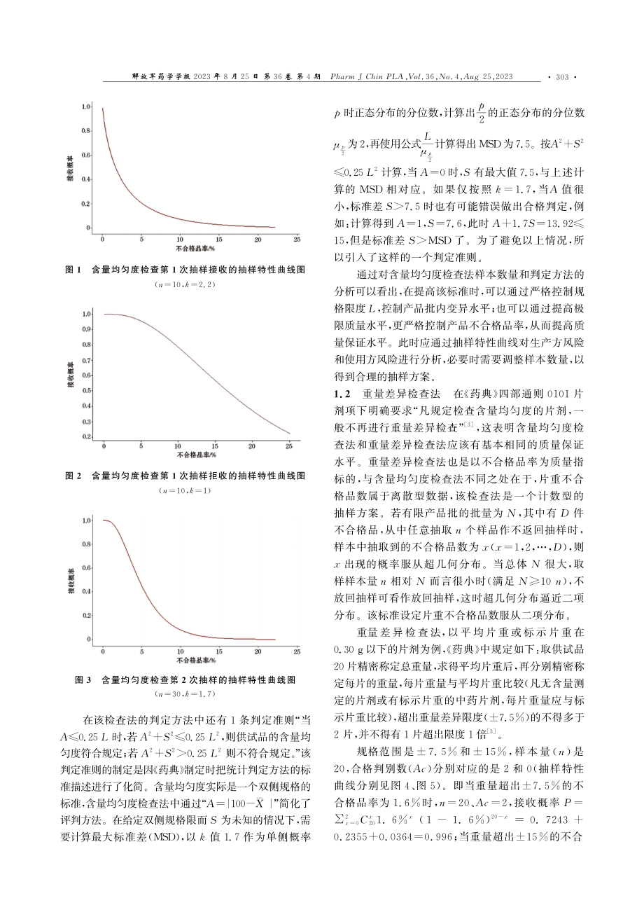 《中国药典》中重量差异检查、含量均匀度检查和含量测定方法的统计抽样原理解读.pdf_第3页