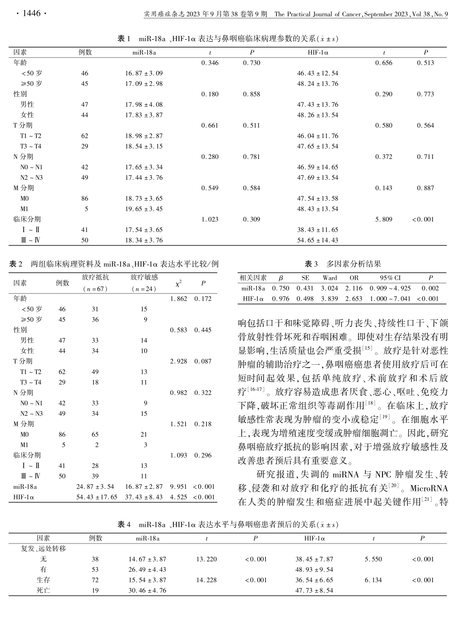 鼻咽癌中miR-18a和缺氧诱导因子-1α的表达及其与放疗敏感性和预后的相关性.pdf_第3页