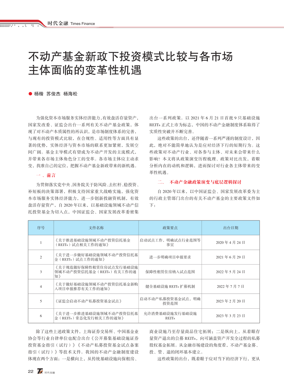 不动产基金新政下投资模式比较与各市场主体面临的变革性机遇.pdf_第1页