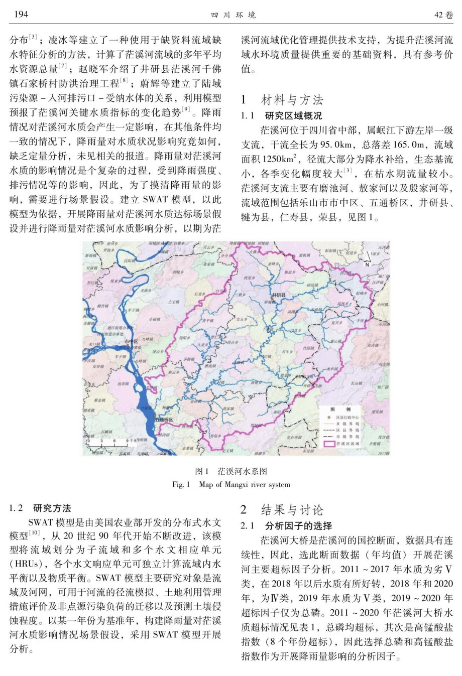 SWAT模型在降雨量对茫溪河流域水质影响研究中的应用.pdf_第2页