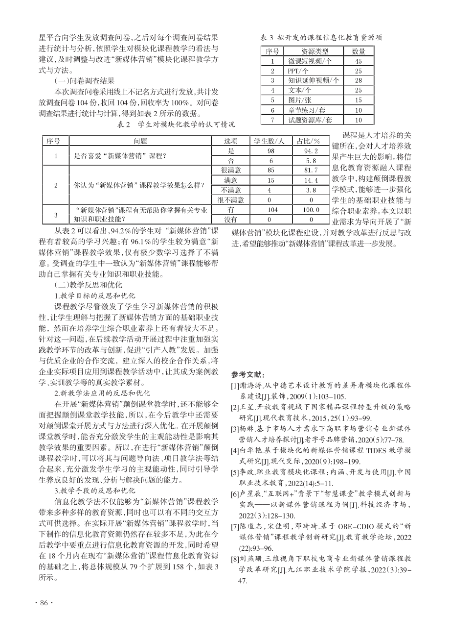 “新媒体营销”模块化课程建设路径研究--以职业需求为导向.pdf_第3页