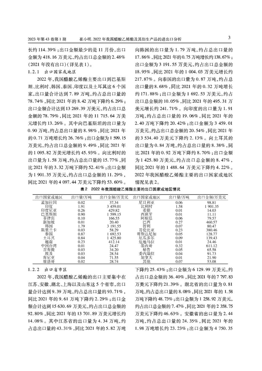 2022年我国醋酸乙烯酯及其衍生产品的进出口分析.pdf_第3页