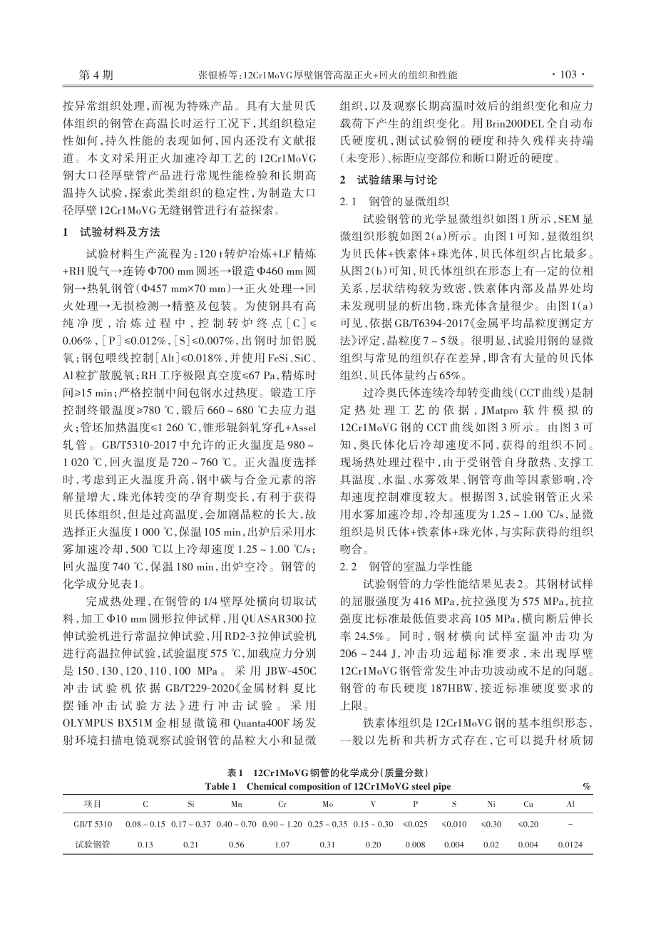 12Cr1MoVG厚壁钢管高温正火 回火的组织和性能.pdf_第2页