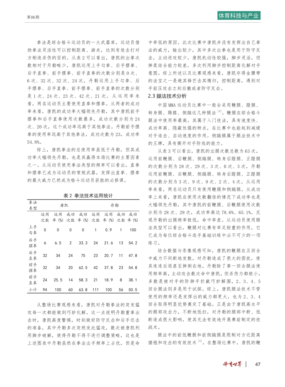 MMA冠军卫冕战技战术分析——以2022年男子羽量级ONE冠军赛争夺战为例.pdf_第2页