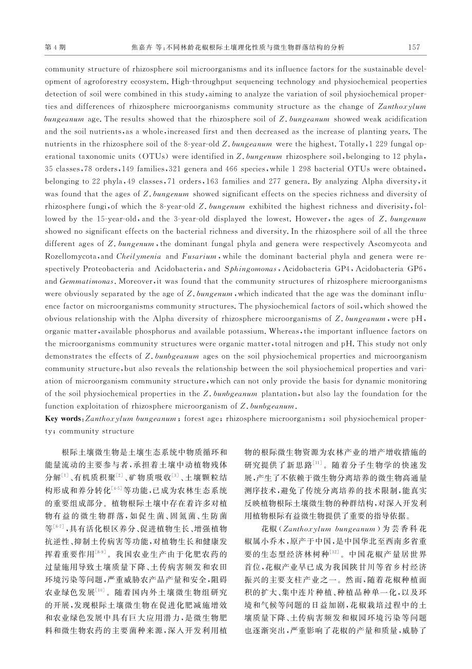 不同林龄花椒根际土壤理化性质与微生物群落结构的分析.pdf_第2页